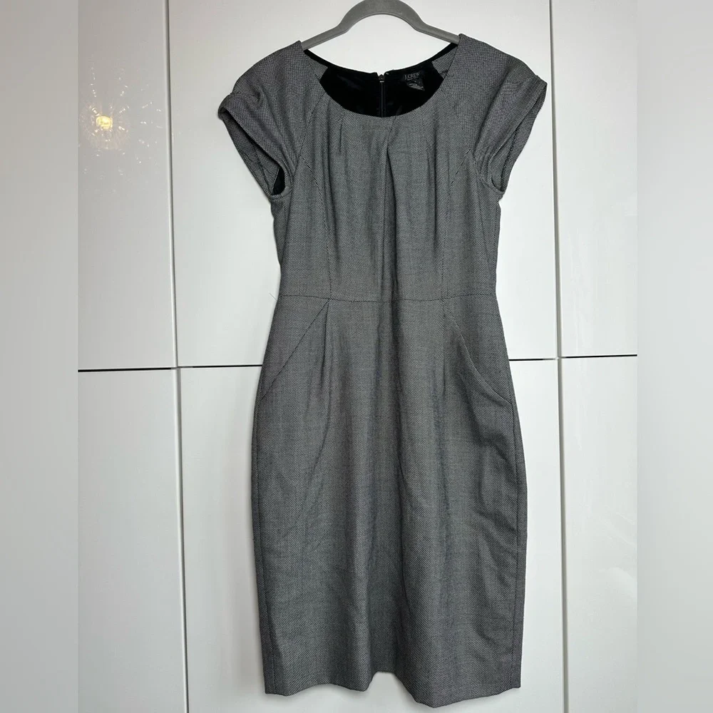 J. Crew Womens 4 Super 120s Wool Cap Sleeve Sheath Dress Career Work